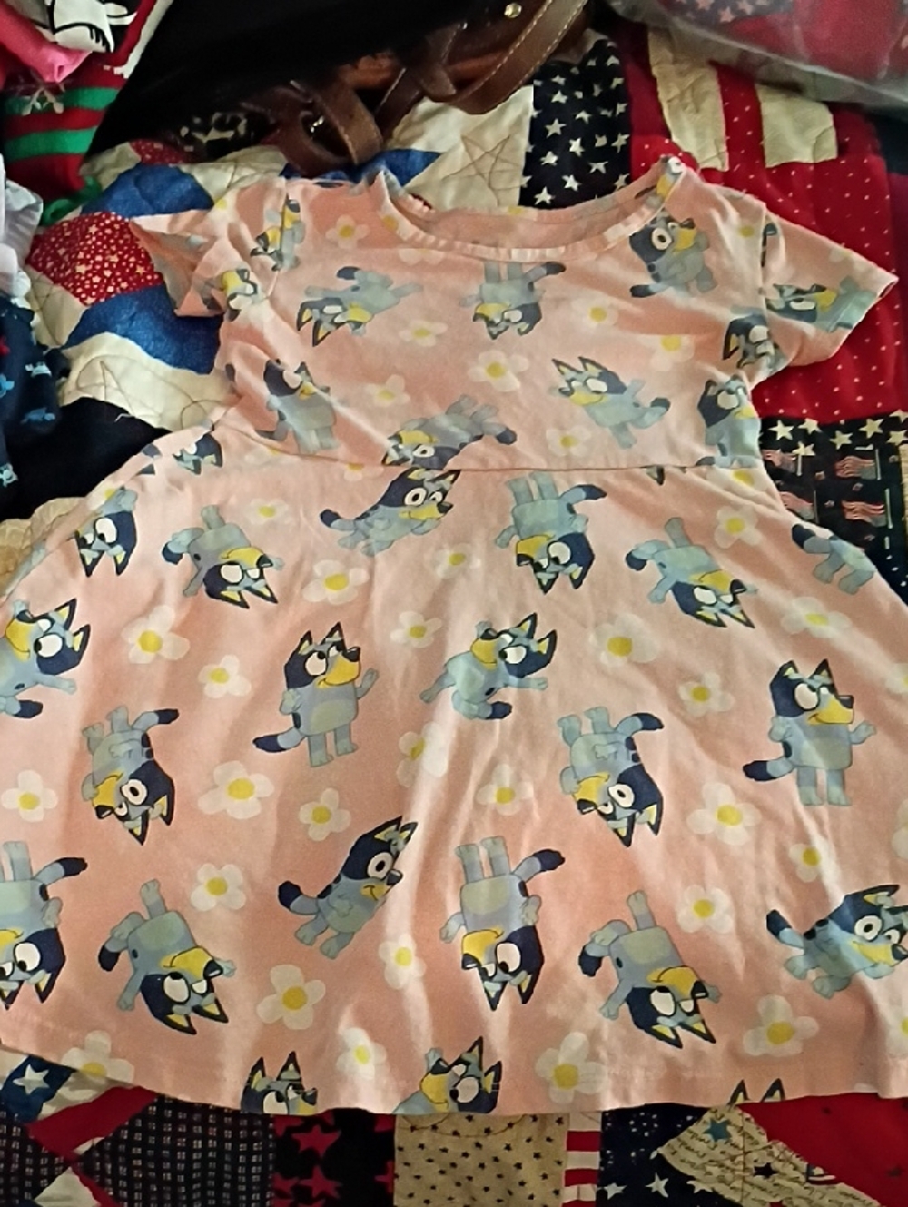 Girls' Pink Bluey Print Pink Dress